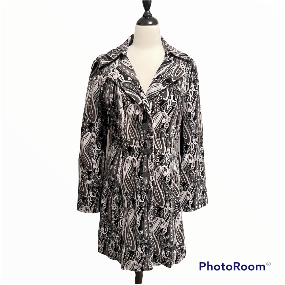 Bisou Bisou Velveteen Jacket Coat Mod Retro Vintage sz L EUC like new.